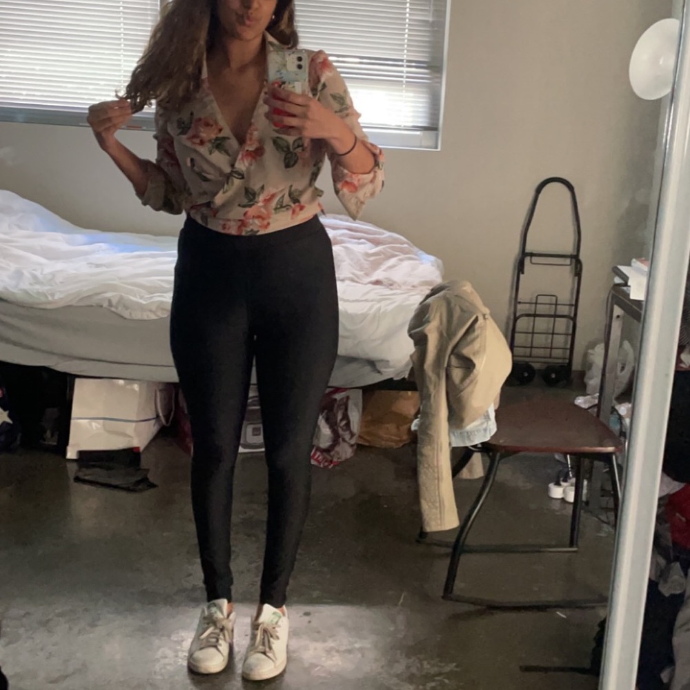 Floral crop top, tie top, work shirt, wrap top